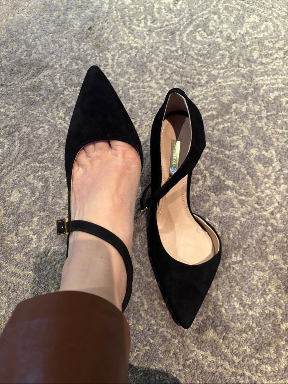 Louise et Cie Black Pointed D'Orsay Ankle-Strap Pumps